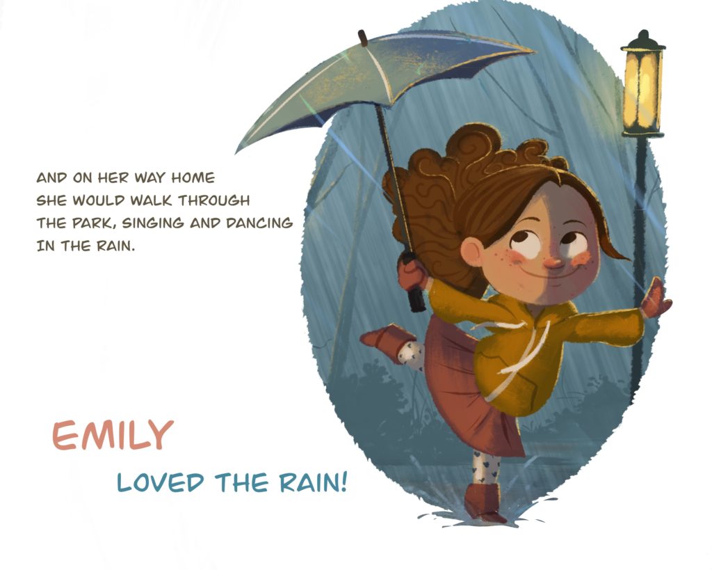 Illustration - Girl Walking in the Rain