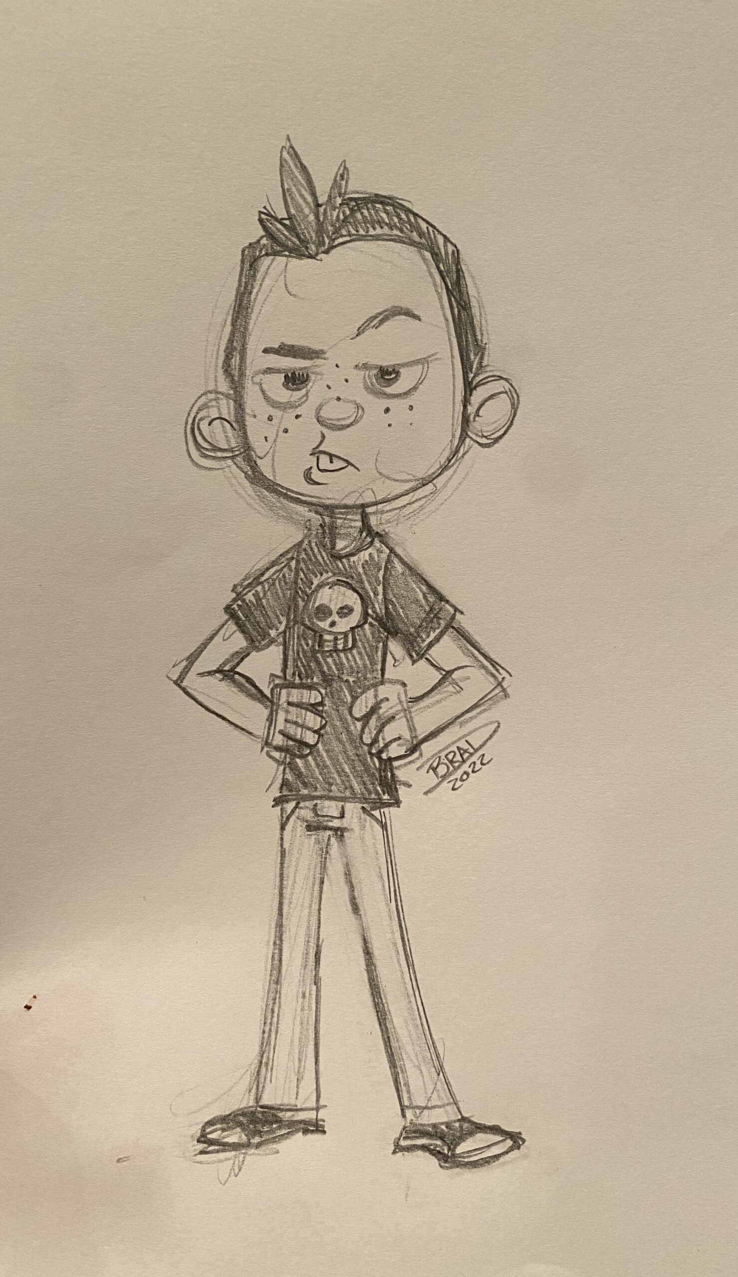 Pencil Sketch of Punk Boy