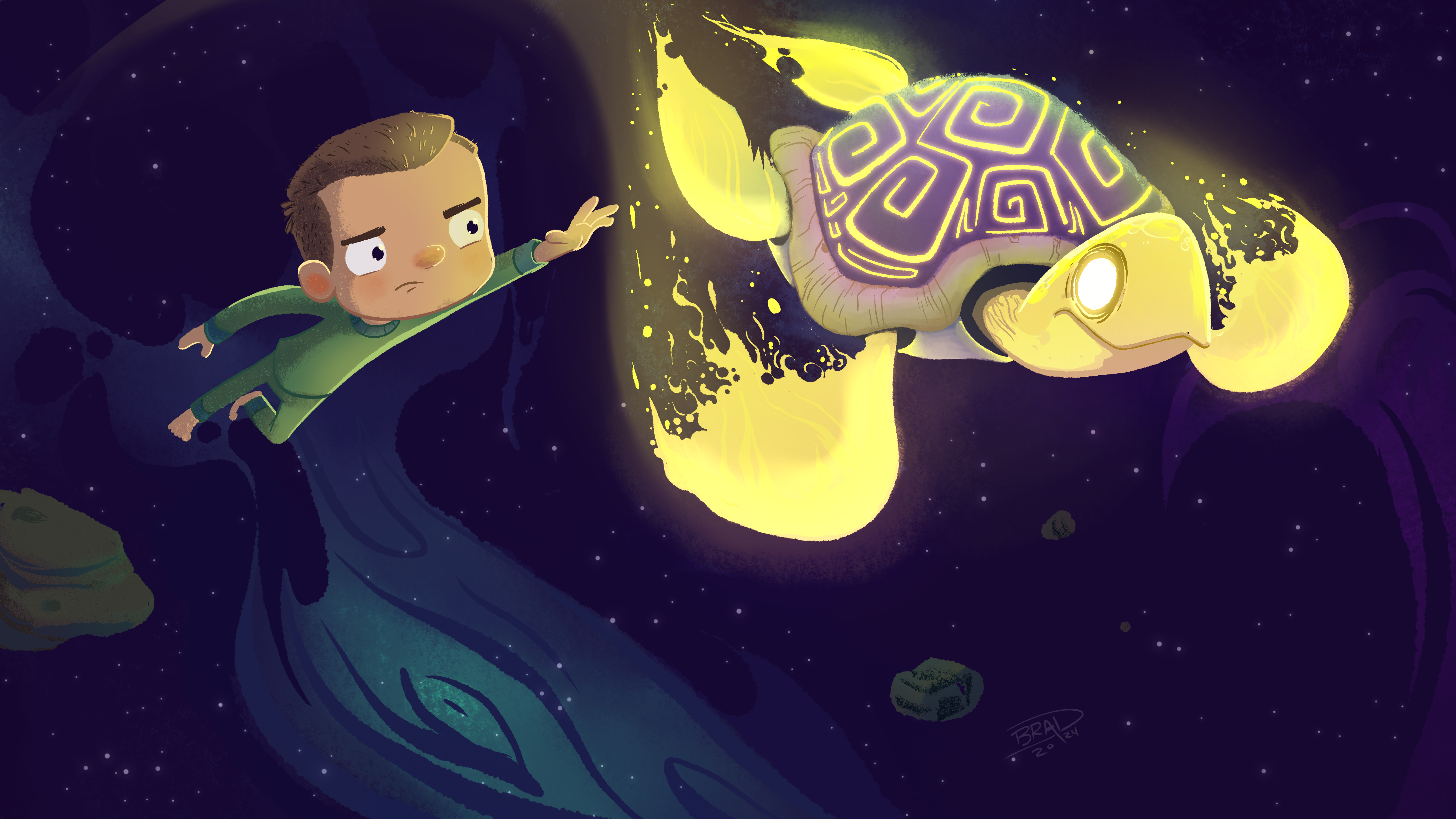 Space Turtle Illustration Concept